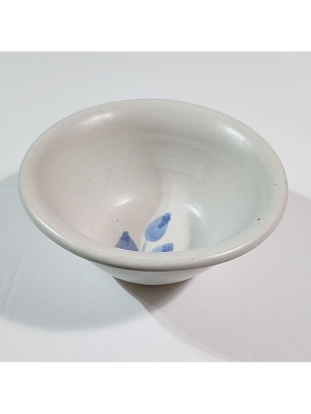 Vtg OBE signed studio pottery finger bowl blue floral